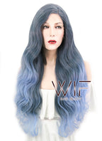 24" Wavy Two Tone Blue Lace Front Synthetic Wig LF1515