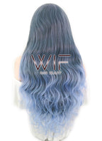 24" Wavy Two Tone Blue Lace Front Synthetic Wig LF1515