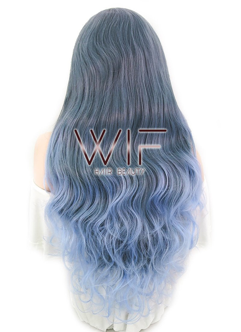 24" Wavy Two Tone Blue Lace Front Synthetic Wig LF1515