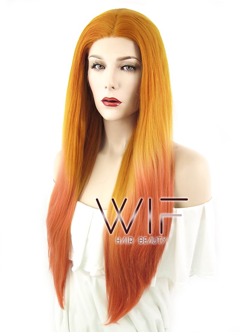 22" Straight Two Tone Orange Lace Front Synthetic Wig LF1517A