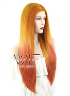 22" Long Wavy Two Tone Orange Lace Front Synthetic Hair Wig LF1517A