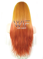 22" Long Wavy Two Tone Orange Lace Front Synthetic Hair Wig LF1517A