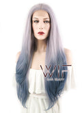 22" Wavy Two Tone Grey Lace Front Synthetic Wig LF1517