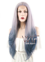 22" Wavy Two Tone Grey Lace Front Synthetic Wig LF1517