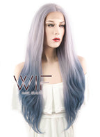 22" Wavy Two Tone Grey Lace Front Synthetic Wig LF1517