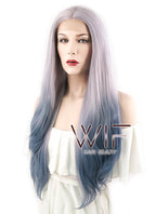 22" Wavy Two Tone Grey Lace Front Synthetic Wig LF1517
