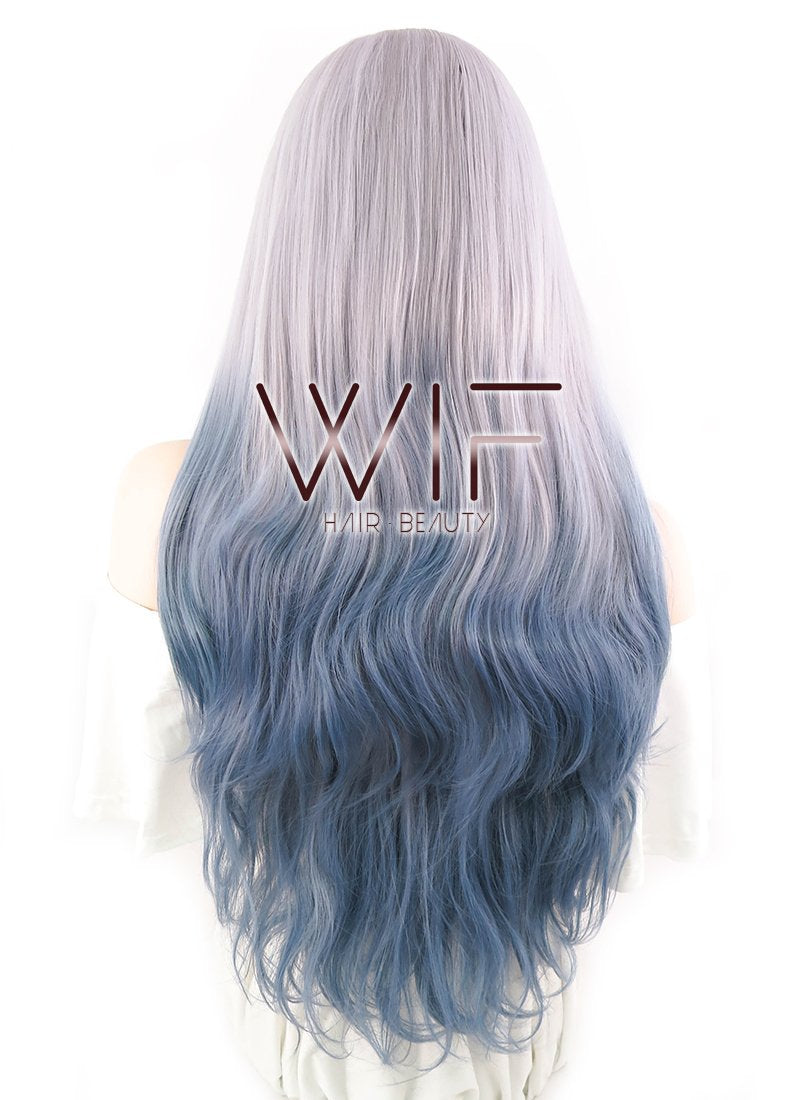 22" Wavy Two Tone Grey Lace Front Synthetic Wig LF1517