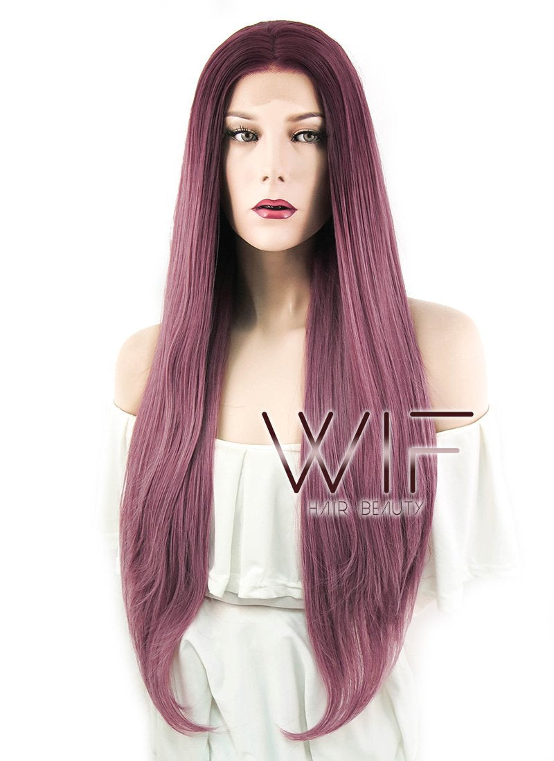 26" Wavy Two Tone Pinkish Red Lace Front Synthetic Wig LF1525