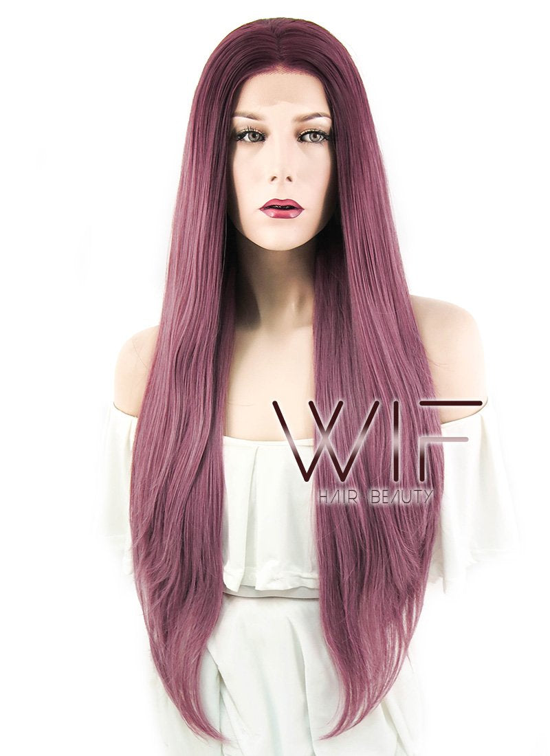 26" Wavy Two Tone Pinkish Red Lace Front Synthetic Wig LF1525