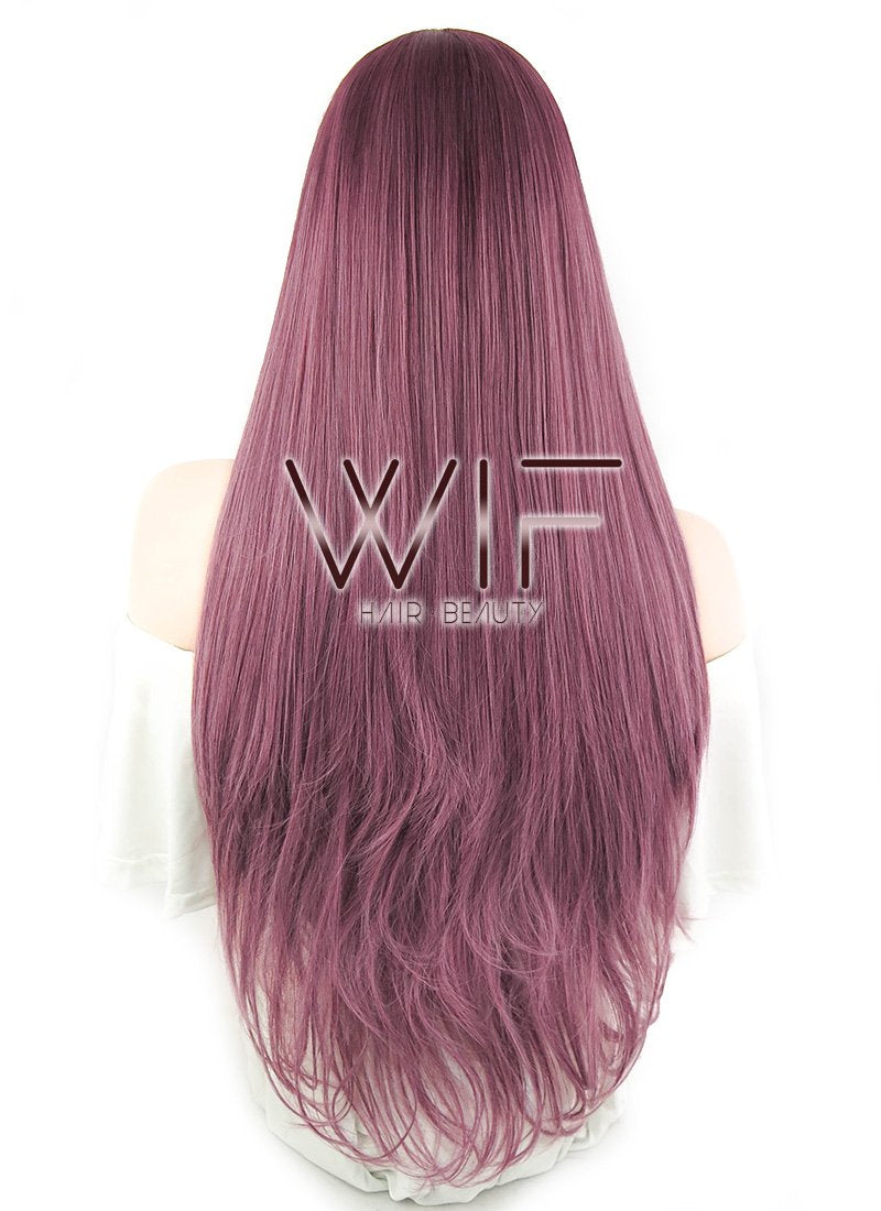 26" Wavy Two Tone Pinkish Red Lace Front Synthetic Wig LF1525