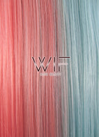 24" Straight Light Blue Red Split Color Lace Front Synthetic Wig LF1531A