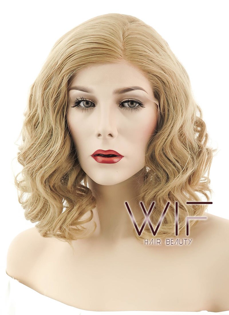 14" Wavy Dark Flaxen Lace Front Synthetic Wig LF1532