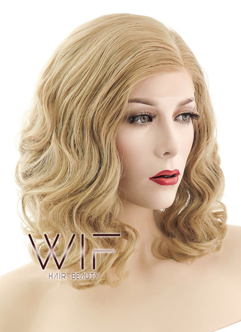 14" Wavy Dark Flaxen Lace Front Synthetic Wig LF1532