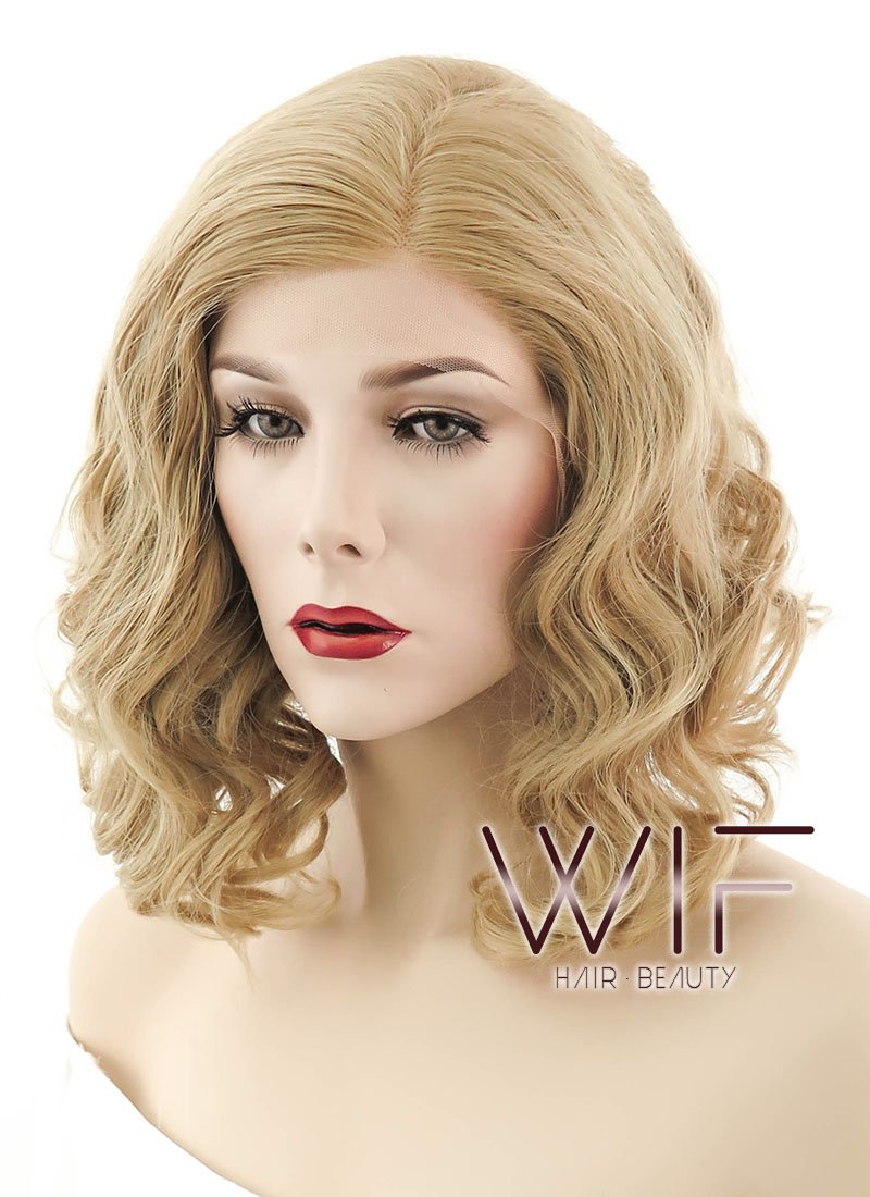 14" Wavy Dark Flaxen Lace Front Synthetic Wig LF1532