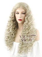 24" Long Spiral Curly Light Ash Blonde Lace Front Synthetic Hair Wig LF1533