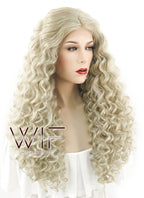 24" Long Spiral Curly Light Ash Blonde Lace Front Synthetic Hair Wig LF1533
