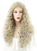 24" Long Spiral Curly Light Ash Blonde Lace Front Synthetic Hair Wig LF1533