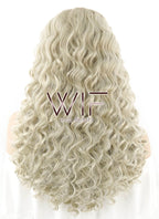 24" Long Spiral Curly Light Ash Blonde Lace Front Synthetic Hair Wig LF1533