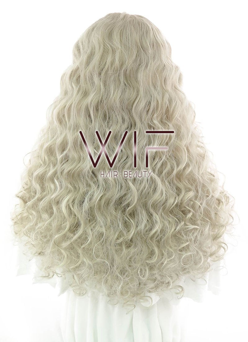 26" Long Spiral Ash Blonde Lace Front Synthetic Hair Wig LF1540A