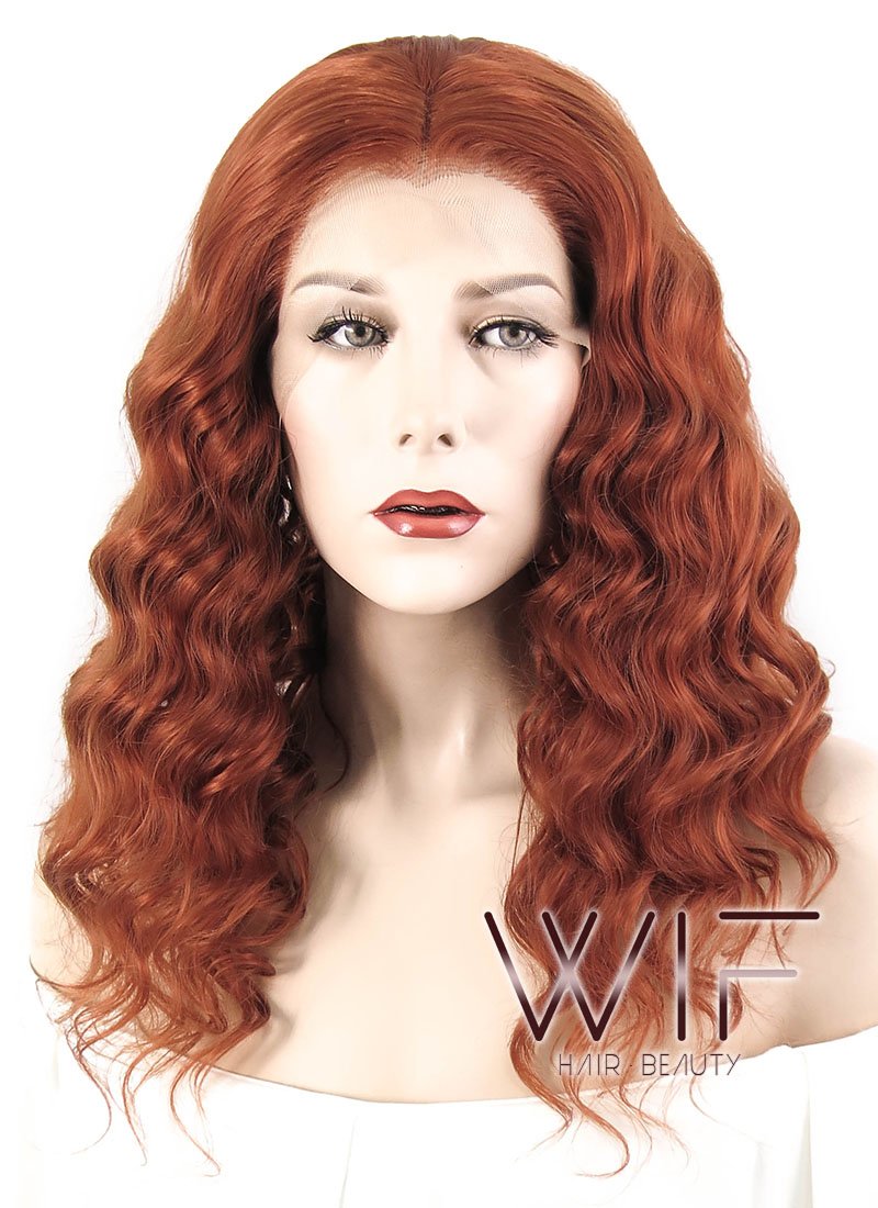 14" Curly Reddish Brown Lace Front Synthetic Wig LF1543