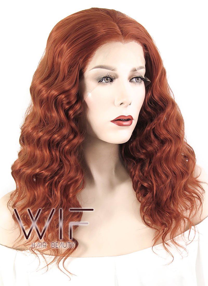 14" Curly Reddish Brown Lace Front Synthetic Wig LF1543