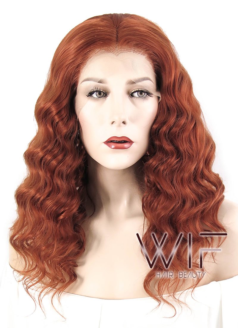 14" Curly Reddish Brown Lace Front Synthetic Wig LF1543
