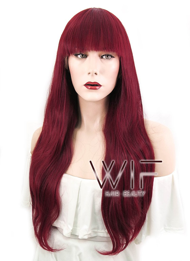 20" Straight Dark Red Lace Front Synthetic Wig LF1548