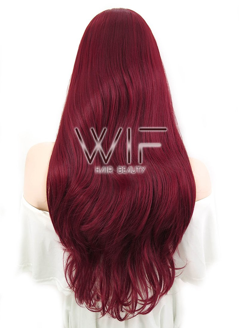 20" Straight Dark Red Lace Front Synthetic Wig LF1548