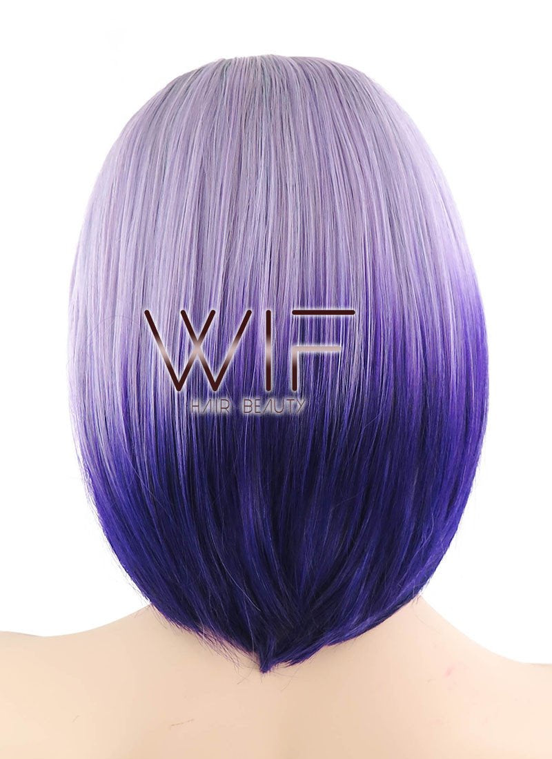 10" Straight Mixed Purple With Dark Roots Lace Front Synthetic Wig LF1552