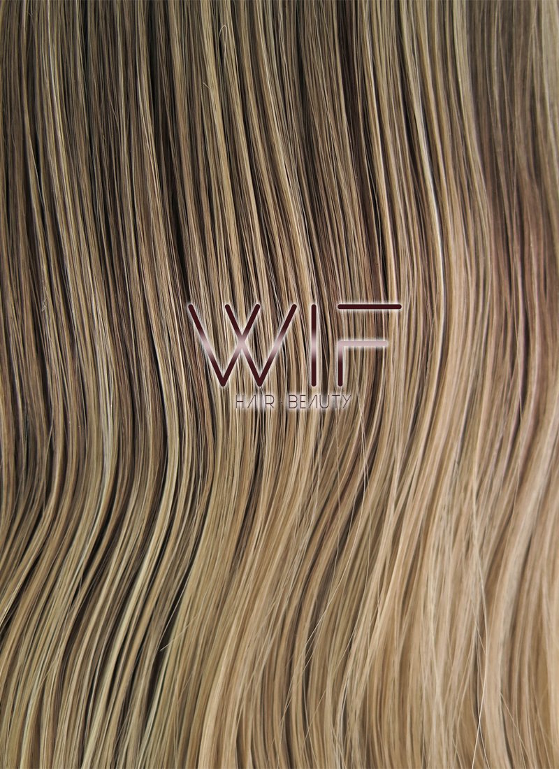28" Wavy Ash Blonde With Dark Roots Lace Front Synthetic Wig LF1557