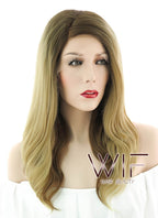 14" Medium Wavy Two Tone Brown Lace Front Synthetic Hair Wig LF1574