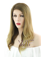 14" Medium Wavy Two Tone Brown Lace Front Synthetic Hair Wig LF1574