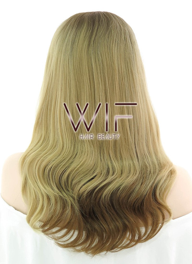 14" Medium Wavy Two Tone Brown Lace Front Synthetic Hair Wig LF1574