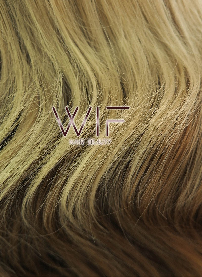 14" Medium Wavy Two Tone Brown Lace Front Synthetic Hair Wig LF1574