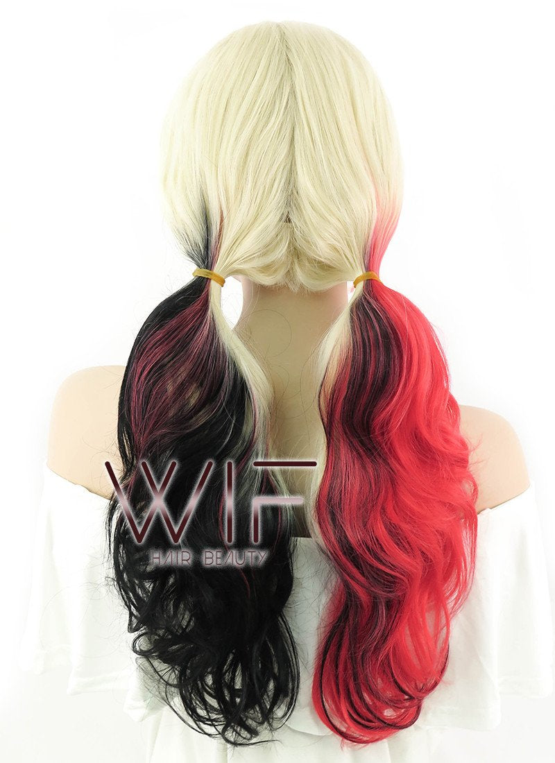 20" Wavy Blonde Synthetic Black Red Ponytail Lace Front Wig LF1576A