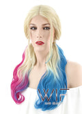 20" Wavy Blonde Synthetic Blue Magenta Ponytail Lace Front Wig LF1576