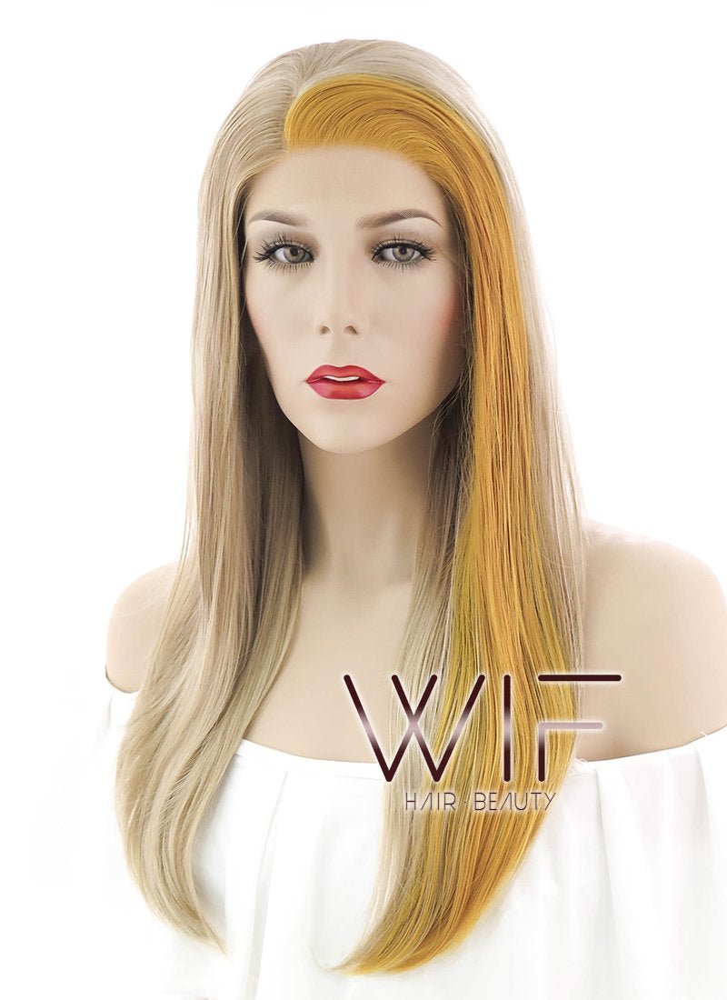 16" Straight Medium Blonde Mixed Ginger Lace Front Synthetic Wig LF1577