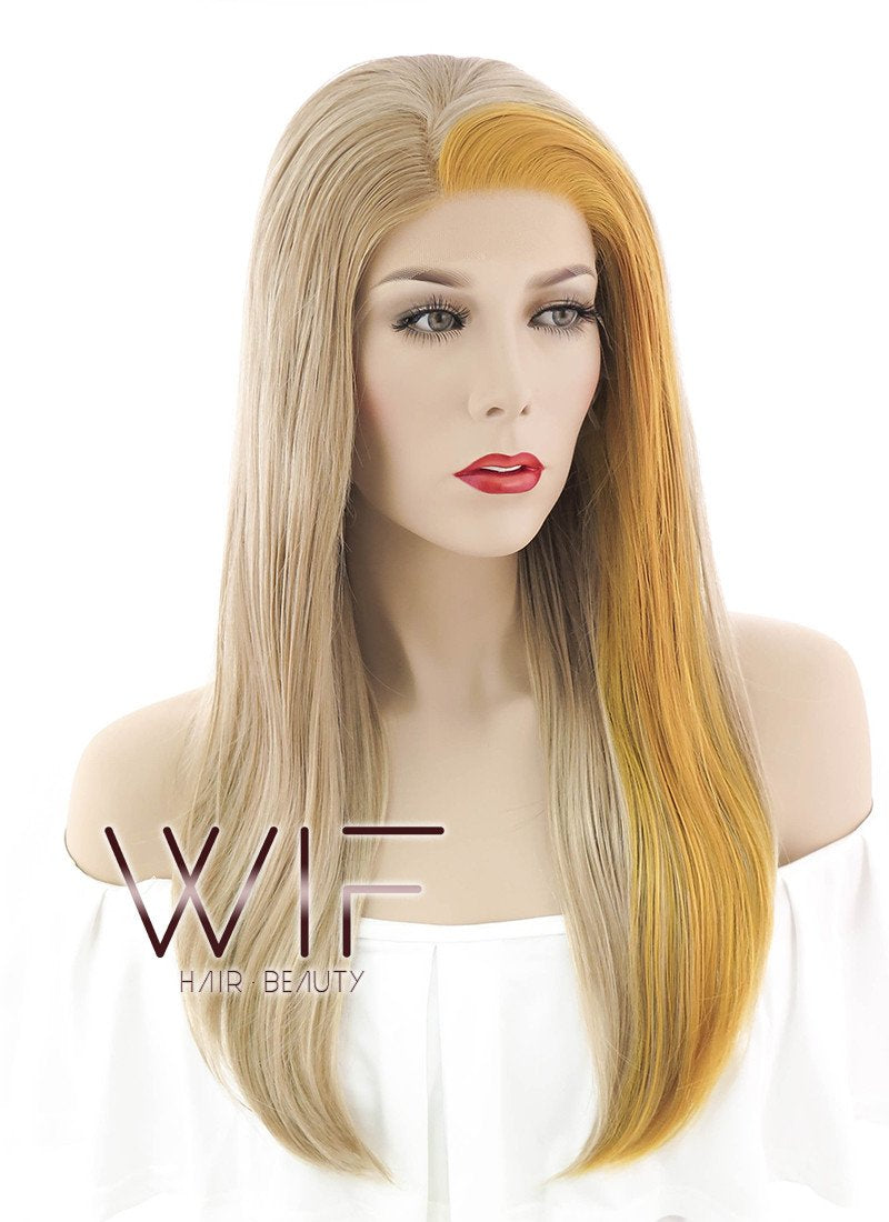 16" Straight Medium Blonde Mixed Ginger Lace Front Synthetic Wig LF1577