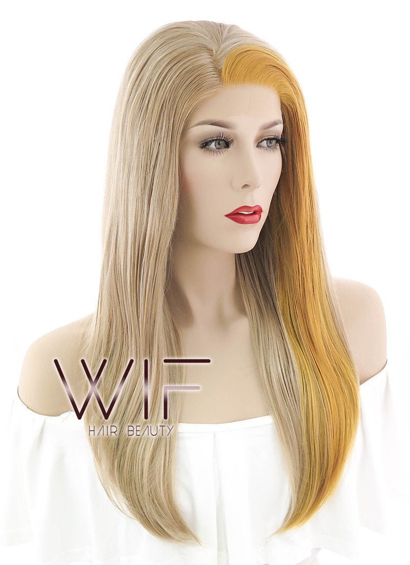 16" Straight Medium Blonde Mixed Ginger Lace Front Synthetic Wig LF1577