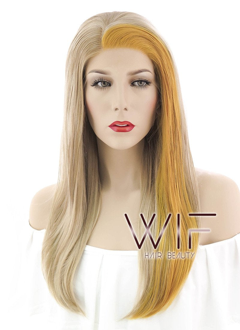 16" Straight Medium Blonde Mixed Ginger Lace Front Synthetic Wig LF1577