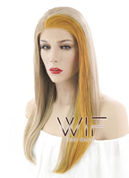 16" Straight Medium Blonde Mixed Ginger Lace Front Synthetic Wig LF1577