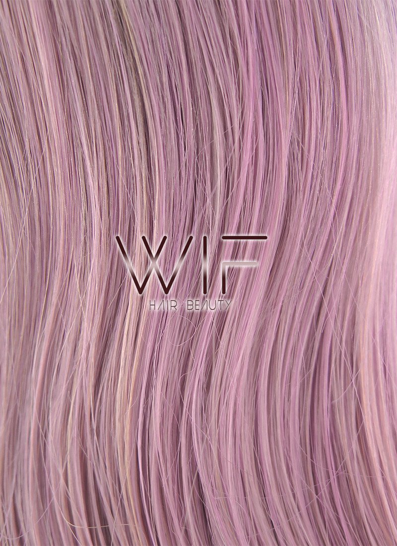 16" Long Wavy Black Pink Purple Grey Mixed Lace Front Synthetic Hair Wig LF1581A