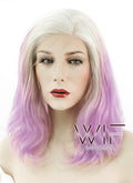 14" Wavy Light Blonde Purple Ombre Lace Front Synthetic Wig LF1582