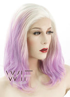 10" Short Curly Light Blonde With Purple Lace Front Synthetic Hair Wig LF1582