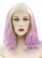 10" Short Curly Light Blonde With Purple Lace Front Synthetic Hair Wig LF1582