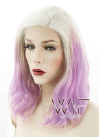 10" Short Curly Light Blonde With Purple Lace Front Synthetic Hair Wig LF1582