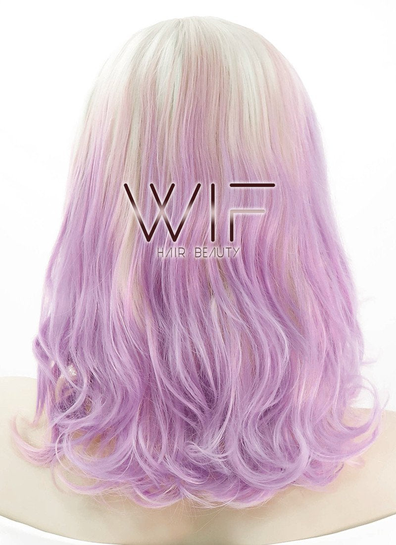 10" Short Curly Light Blonde With Purple Lace Front Synthetic Hair Wig LF1582