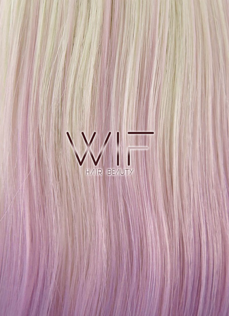 10" Short Curly Light Blonde With Purple Lace Front Synthetic Hair Wig LF1582