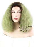 14" Curly Green With Dark Roots Lace Front Synthetic Wig LF1583A