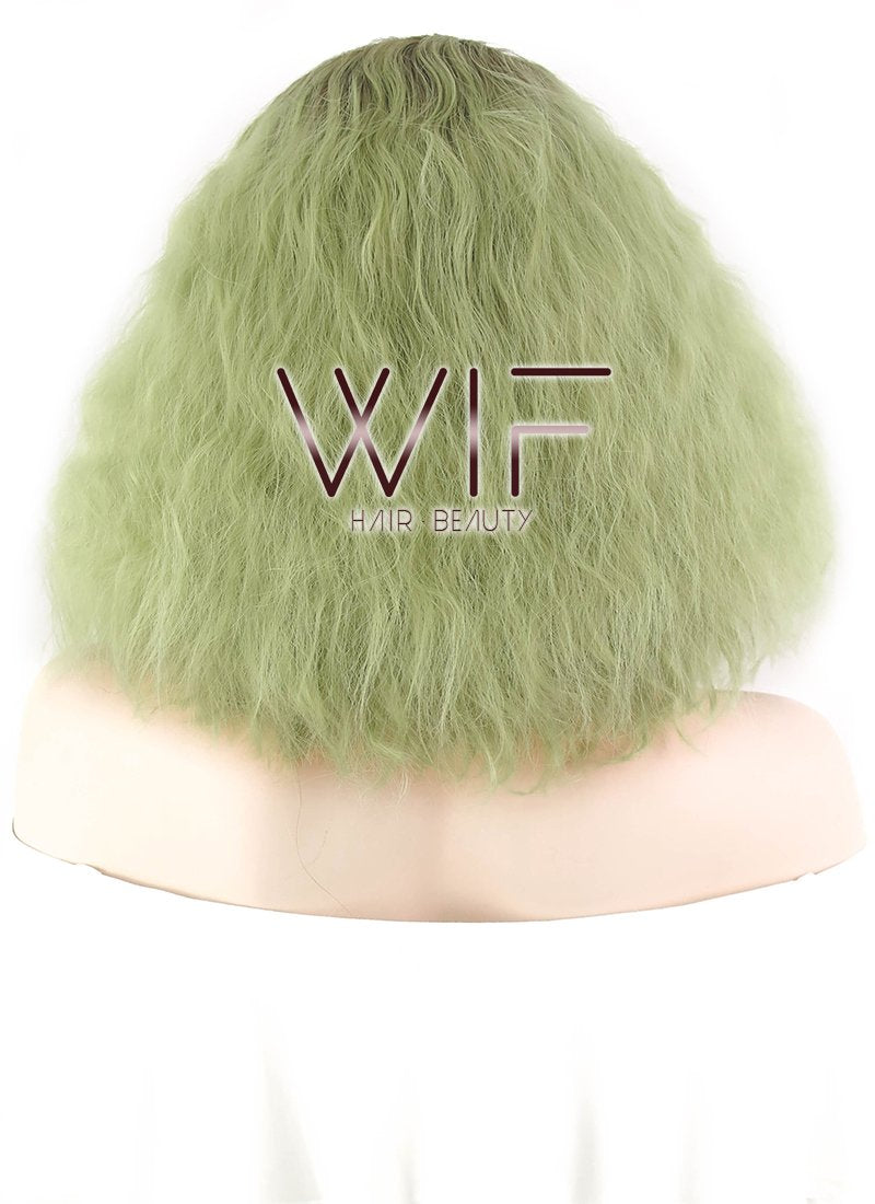 14" Curly Green With Dark Roots Lace Front Synthetic Wig LF1583A